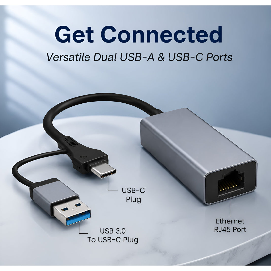 Upix USB 3.0 + Type-C to RJ45 Gigabit Ethernet Adapter | 1000 Mbps Super Speed LAN Network Converter