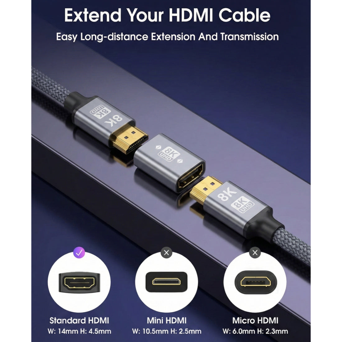 Upix HDMI 2.1 Female-Female Adapter, 8K@60Hz 4K@144Hz, 48Gbps, Compatible for  TV, Monitor, Laptop, Projector, Gaming Console