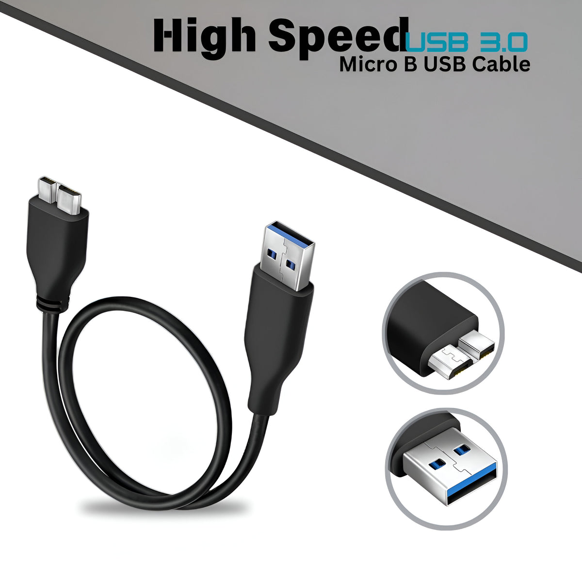Upix High Speed USB 3.0 A to Micro B SuperSpeed Cable 46 cm