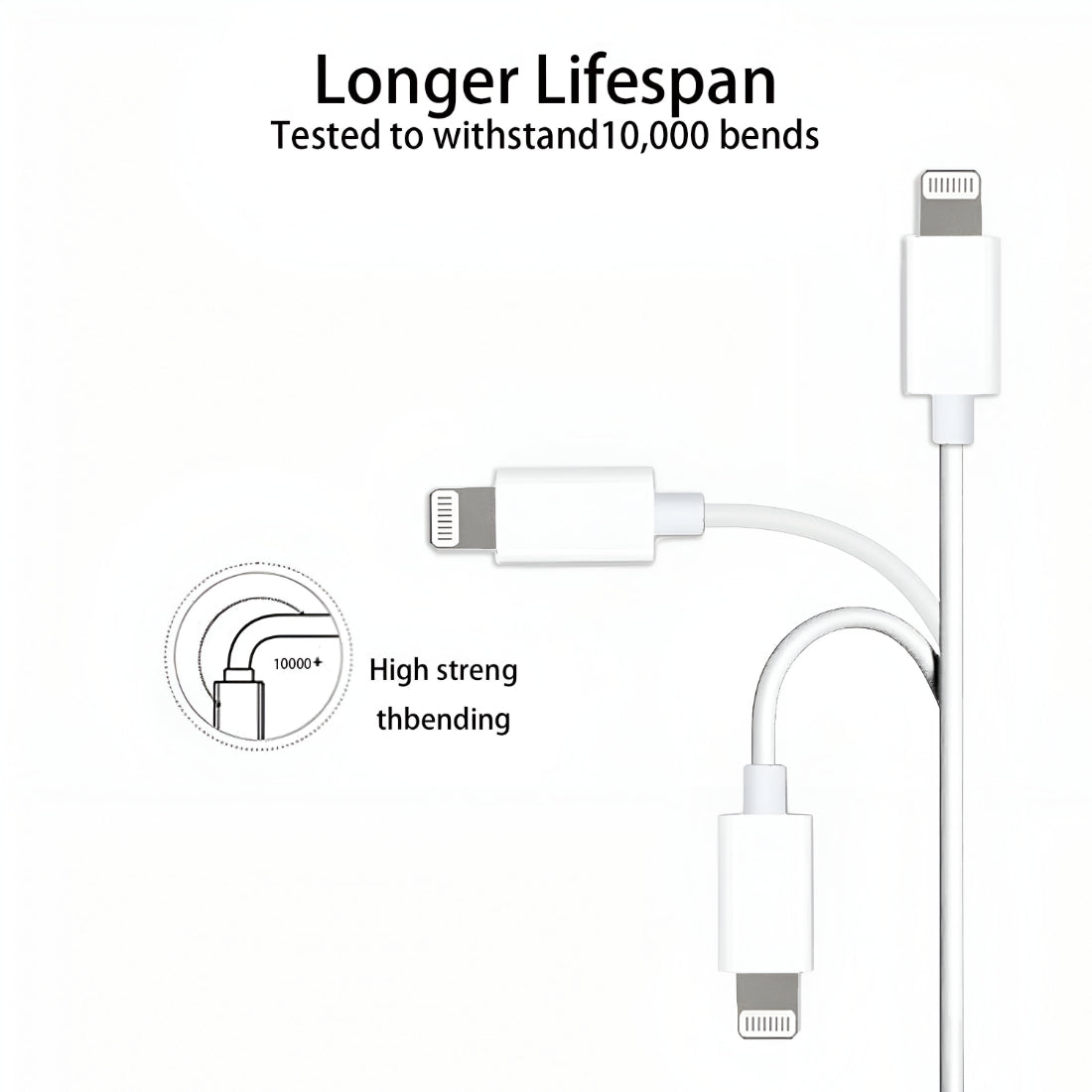 Upix Lightning to USB Cable Data Sync Fast Charging Cable, Compatible for iPhone 13, 12,11, X, 8, 7  (1 Metres) - White