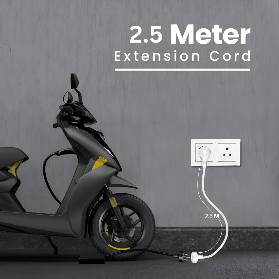 Upix 3 Pin Electric Extension Cord – Expandable 6A Power Cord - 2.5 Metres, Suitable for Home, Office and Outdoor