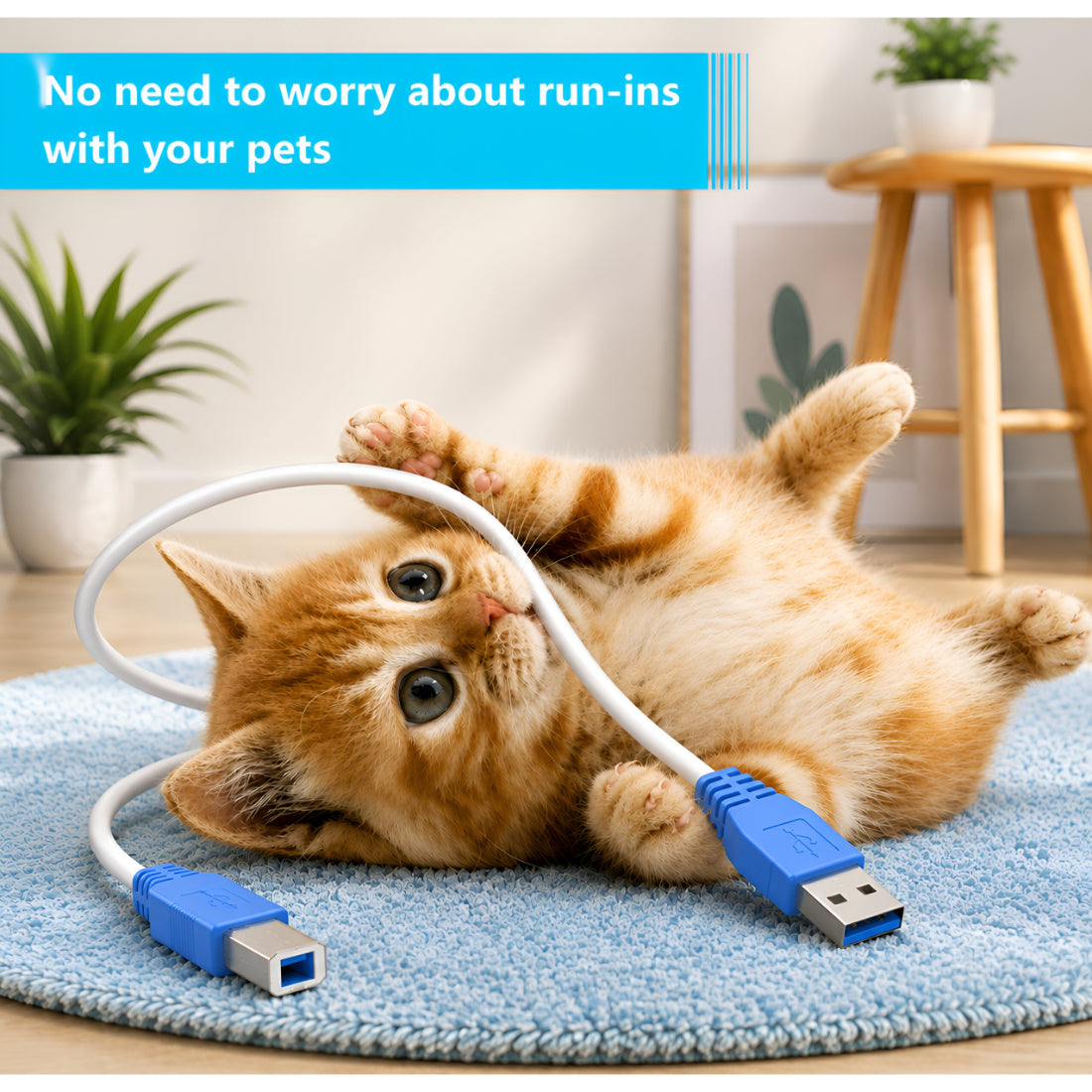 Upix USB Printer Cable (Male to Male) - 1.3 Meters