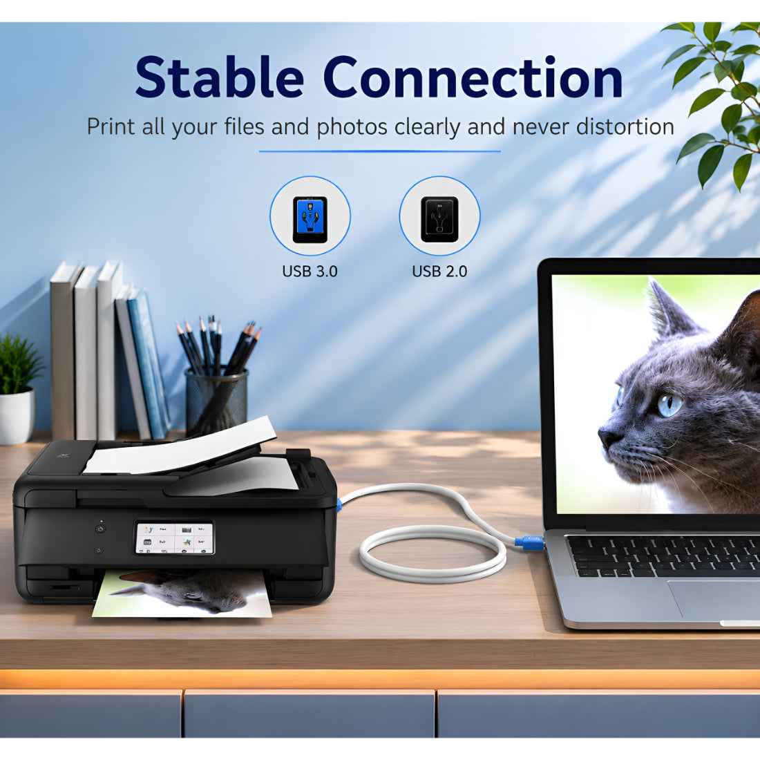 Upix USB Printer Cable (Male to Male) - 1.3 Meters