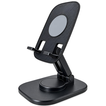 Upix Rotatable and Foldable Tabletop Mobile Stand with Stable Metalic Round Base