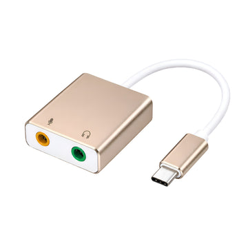 Upix External Sound Card, Aluminum Alloy Type C Audio AUX and MIC Sound Card