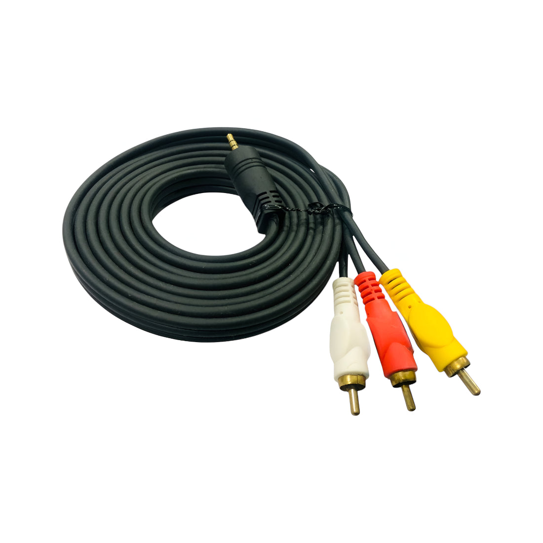 Upix 3.5 mm Male to 3RCA Male Plug Stereo Audio Video AUX Cable – 2.3 Metres (Black)