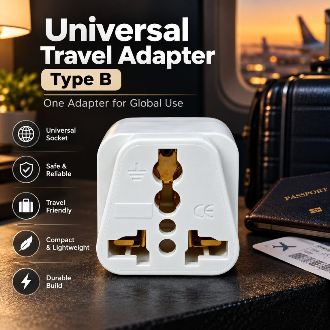 Upix World to US/Canada/Japan (Type B) Travel Adapter Plug, India to USA, India to Canada, India to Japan
