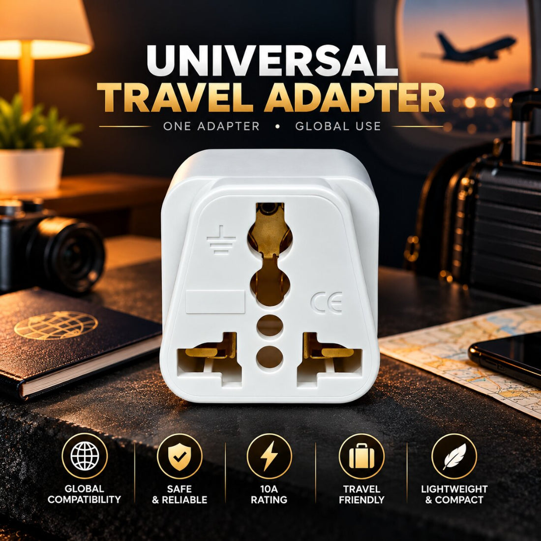 Upix World to US/Canada/Japan (Type B) Travel Adapter Plug, India to USA, India to Canada, India to Japan