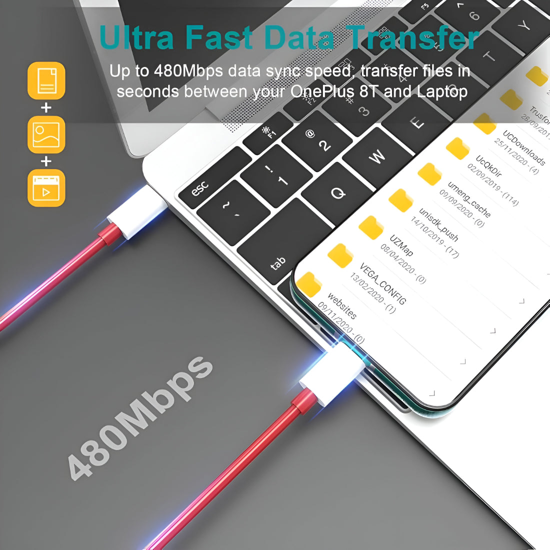 Upix Type C to Type C Super Fast Mobile Data Charging Cable, (1 Meters)