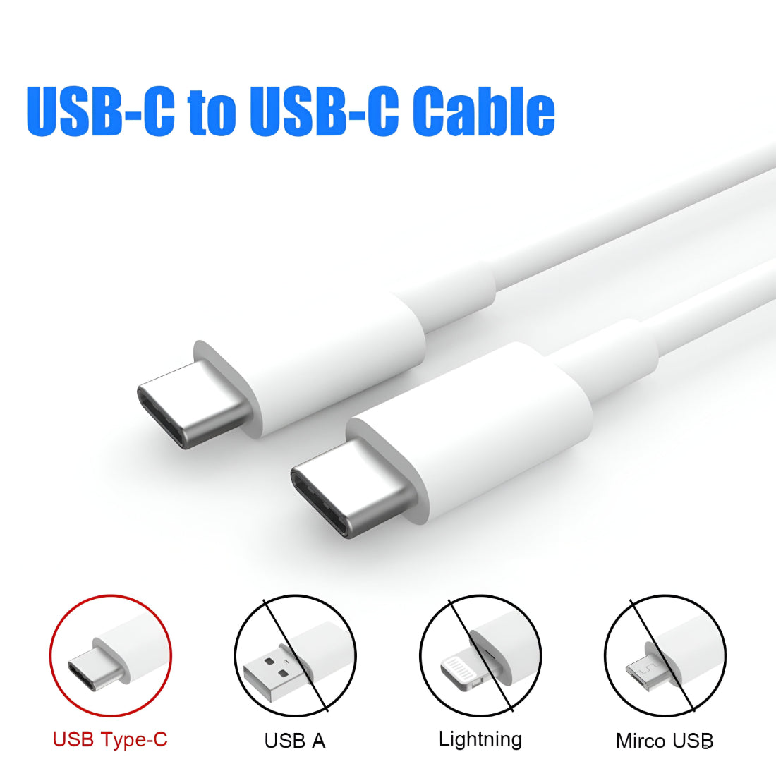 Upix Type C to Type C Super Fast Mobile Data Charging Cable, 1 Metres