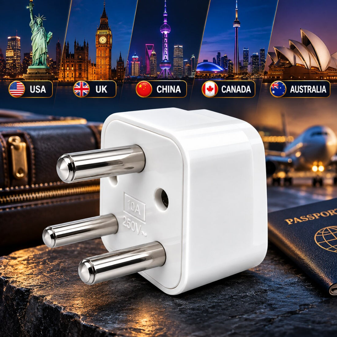 Upix World to India (Type D) Travel Adapter Plug, World (USA, UK, China, Canada, Australia, and More)