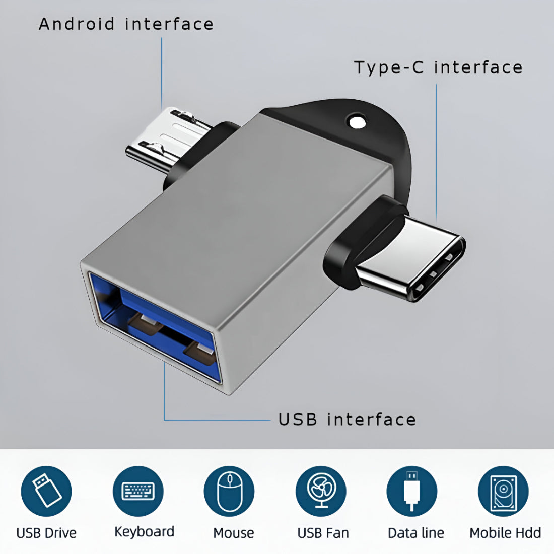 Upix 2 in1 OTG Adapter USB 3.0 to Type-C with Micro-USB Port Converter
