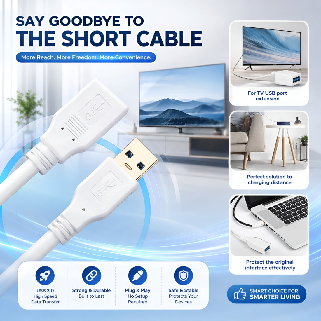 Upix USB Extension Cable (Male to Female) - 9.1 Meters