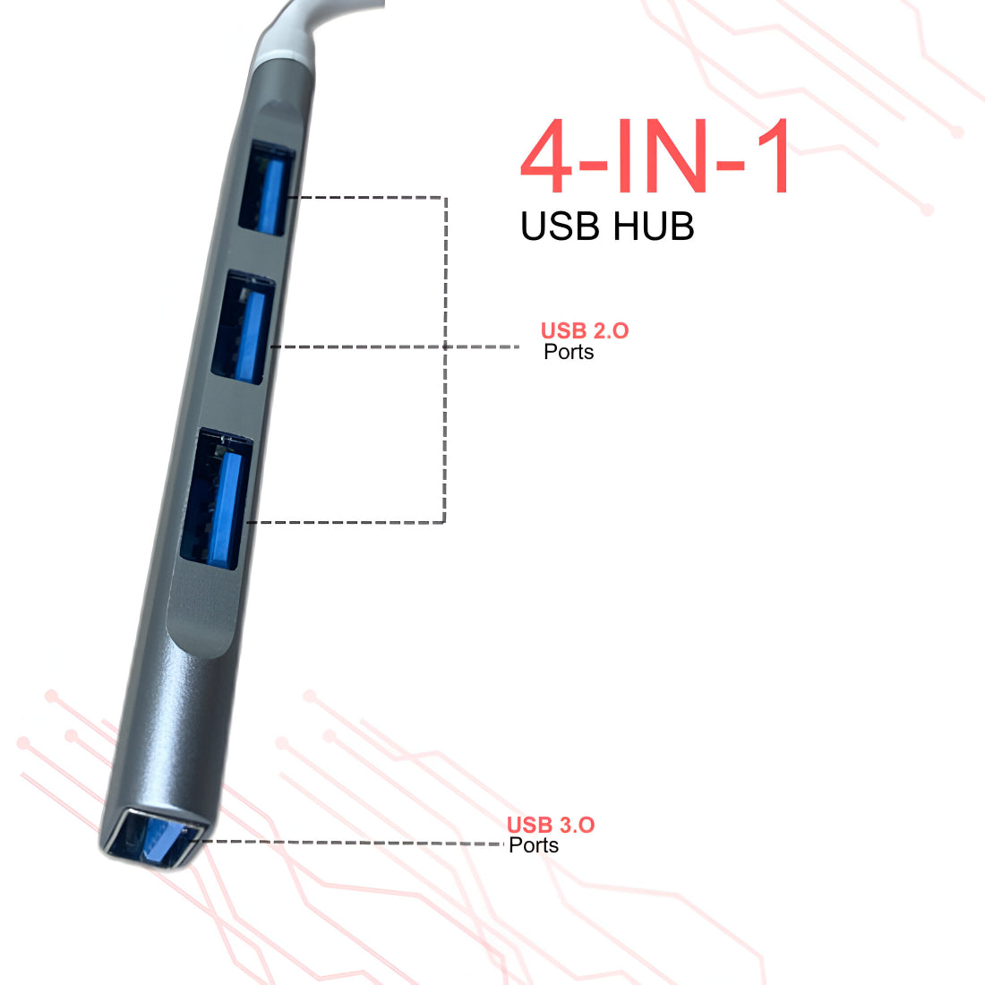 Upix 4 Port USB 3.0 Hub with Hi Speed Data Transfer