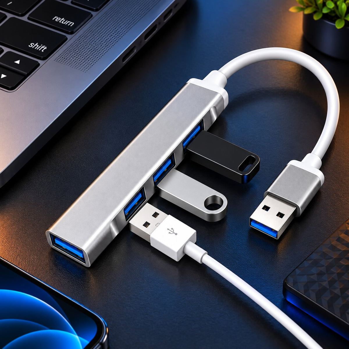 Upix 4 Port USB 3.0 Hub with Hi Speed Data Transfer