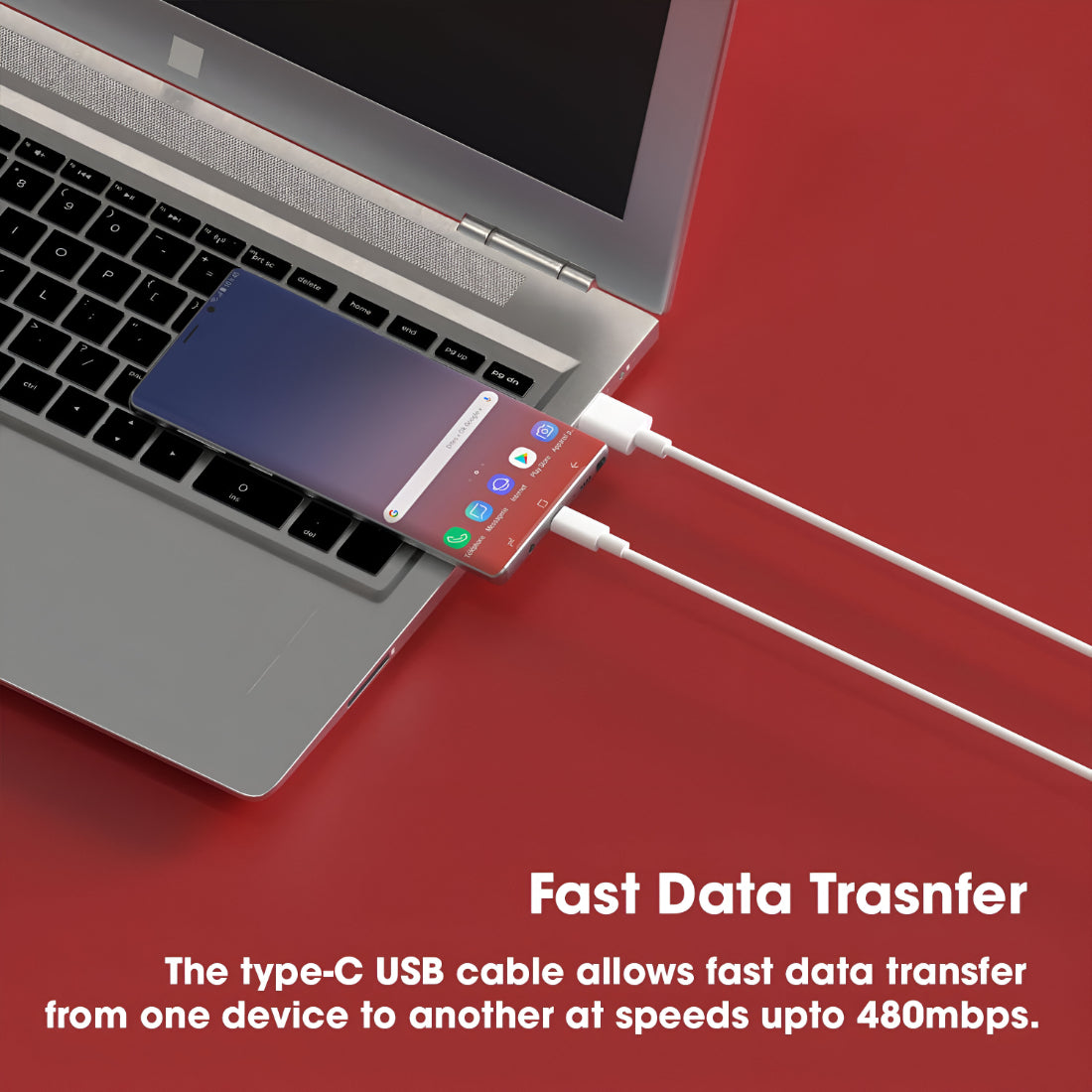 Upix USB A to Type C Data Sync Fast Charging Cable, 1 Metres