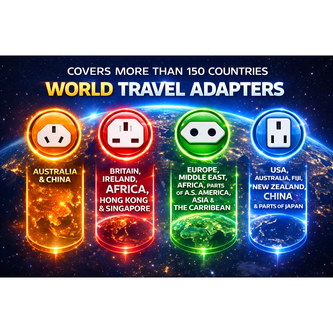 Upix Universal Worldwide Travel Adapter, All-in-One International Plug Converter with Carry Case