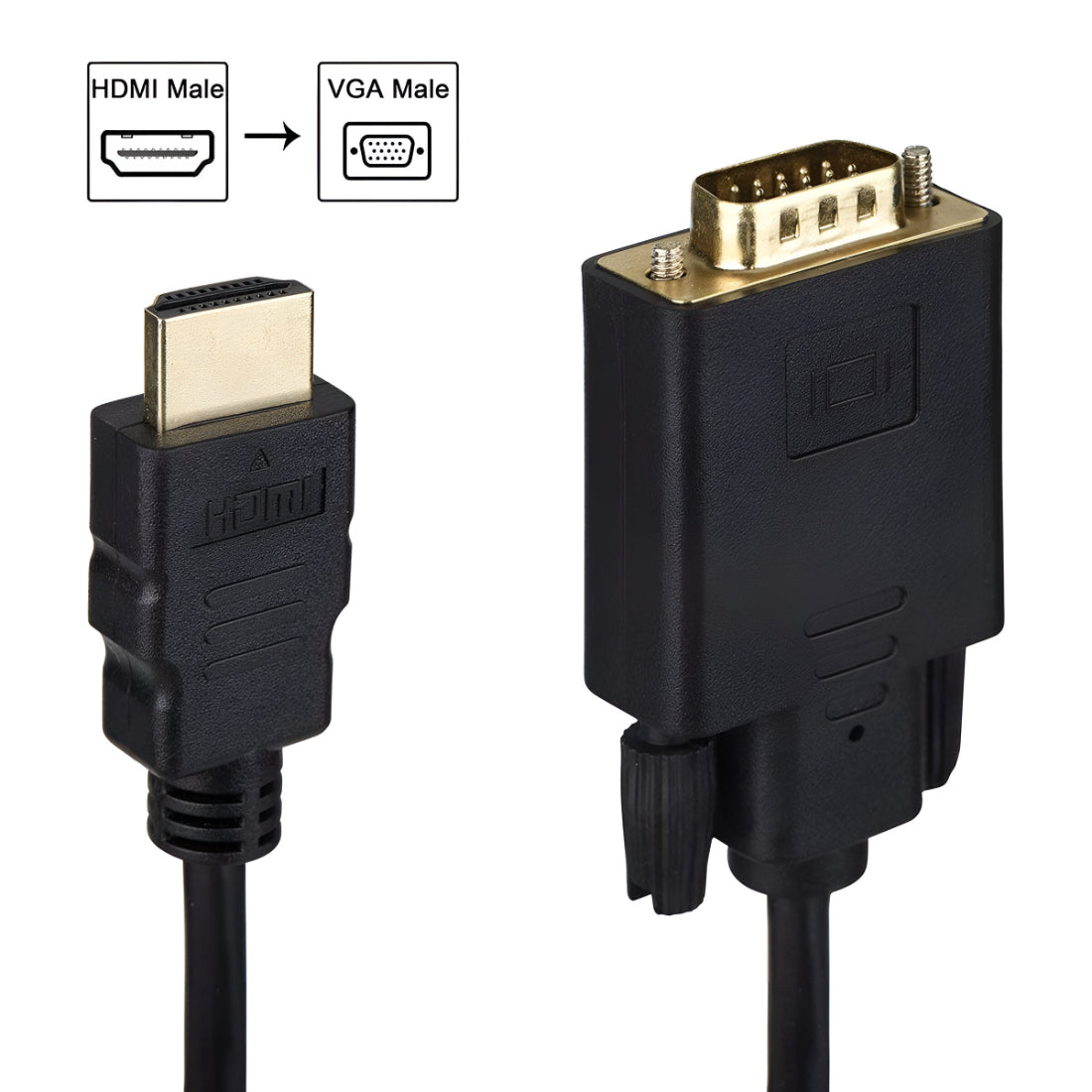 Upix HDMI to VGA Cable, HDMI Male INPUT to VGA Male OUTPUT - 1.8 Metres (Not Bidirectional)