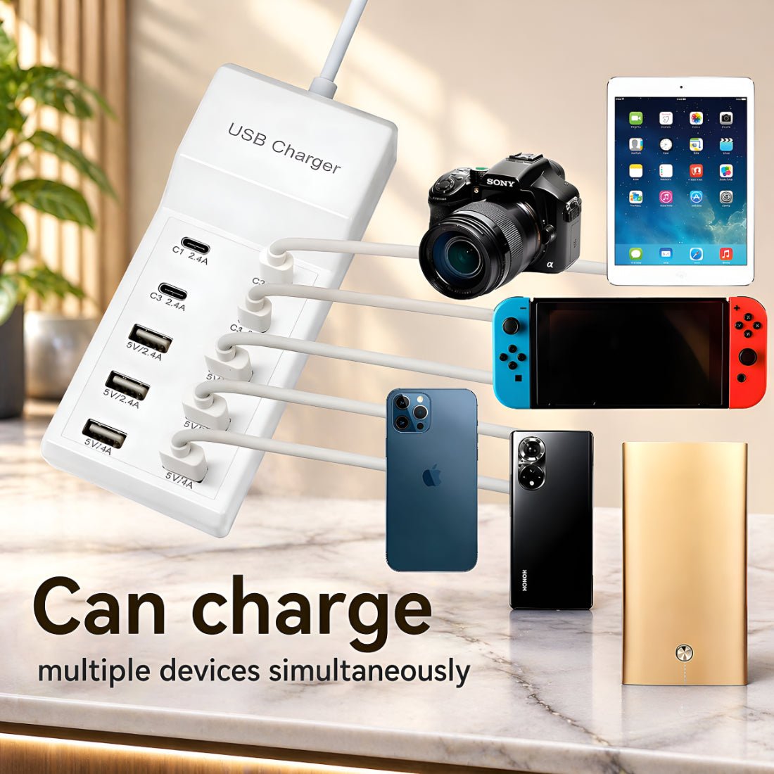 Upix 10-Port USB C Charging Station with 4 USB-C Ports and 6 USB-A Ports - Upix Inc.