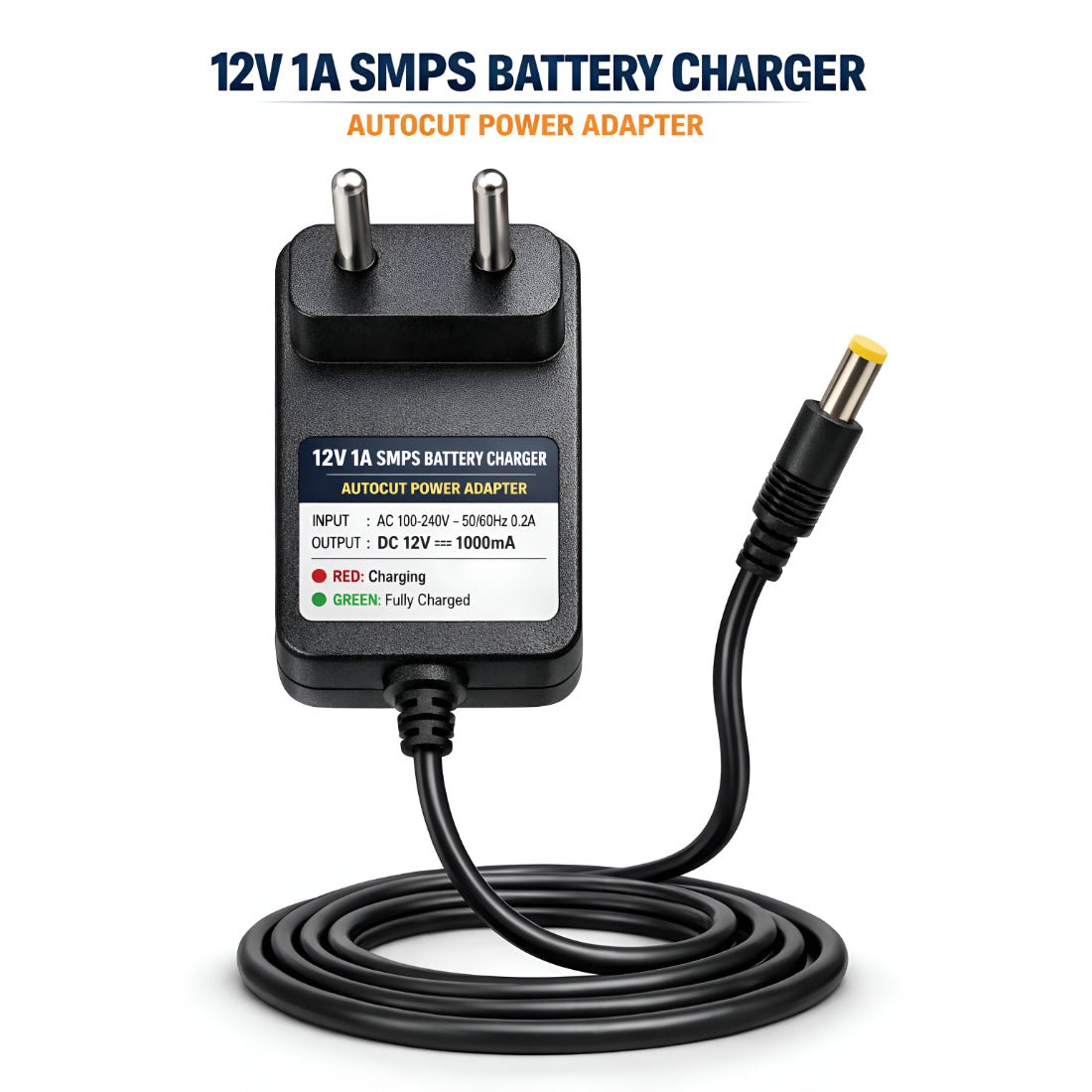 Upix 12V 1A Auto Cut-Off SMPS DC Power Adapter, Fast SMPS Charger with LED Indicator, with DC Pin - Upix Inc.