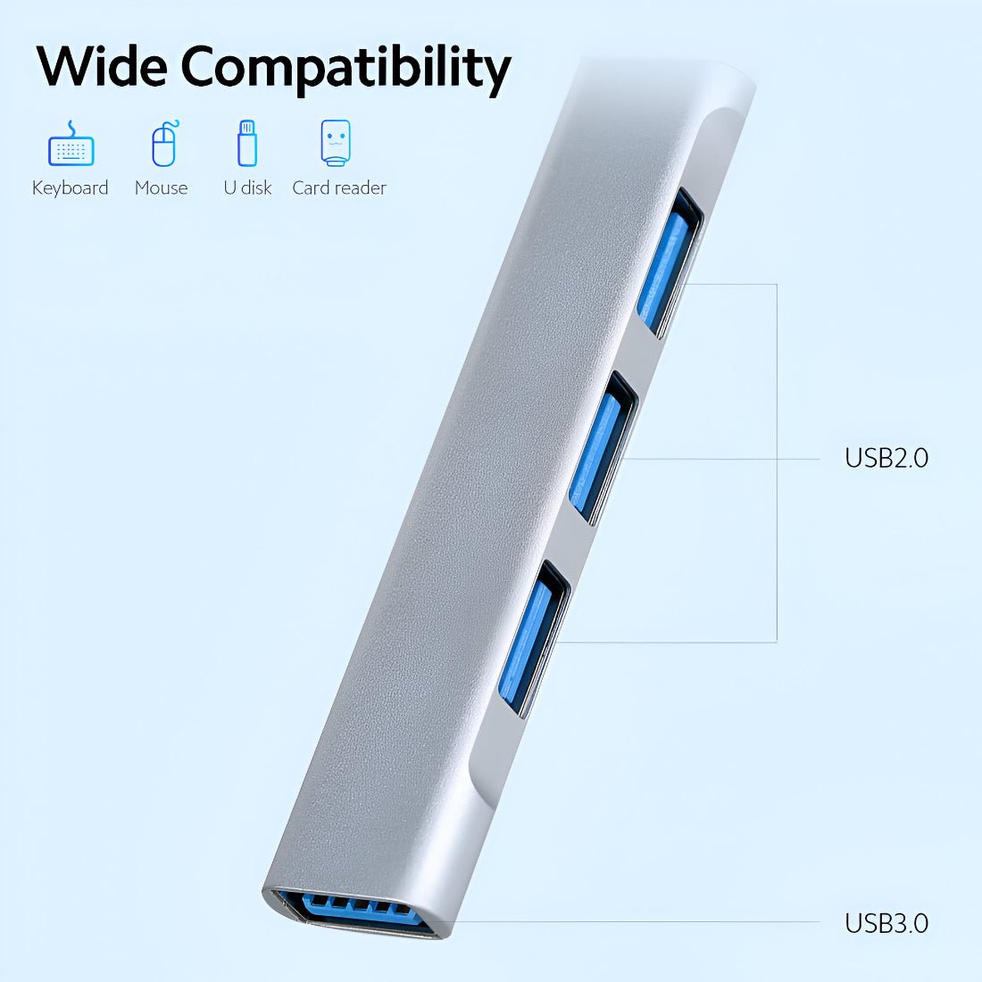 Upix 4 in 1 Portable USB C Hub (Type-C to 4 USB-A Ports) with Aluminum Shell - Upix Inc.