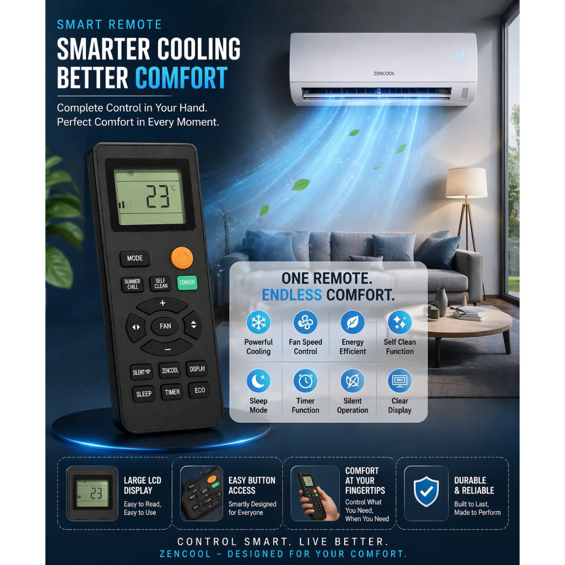 Upix Comaptible Croma AC Remote No. 291A (No Backlight) - Upix Inc.