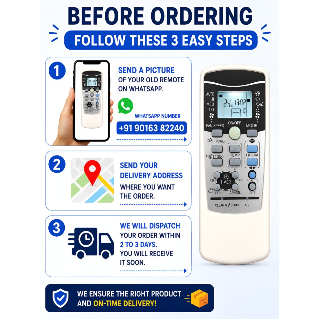 Upix Compatible Mitsubishi AC Remote No. 25B (with Backlight) - Upix Inc.