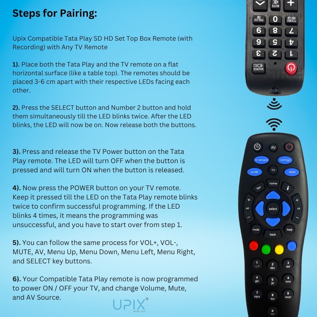 Upix Compatible Tata Sky DTH Remote No. 821 (No Recording) - Upix Inc.