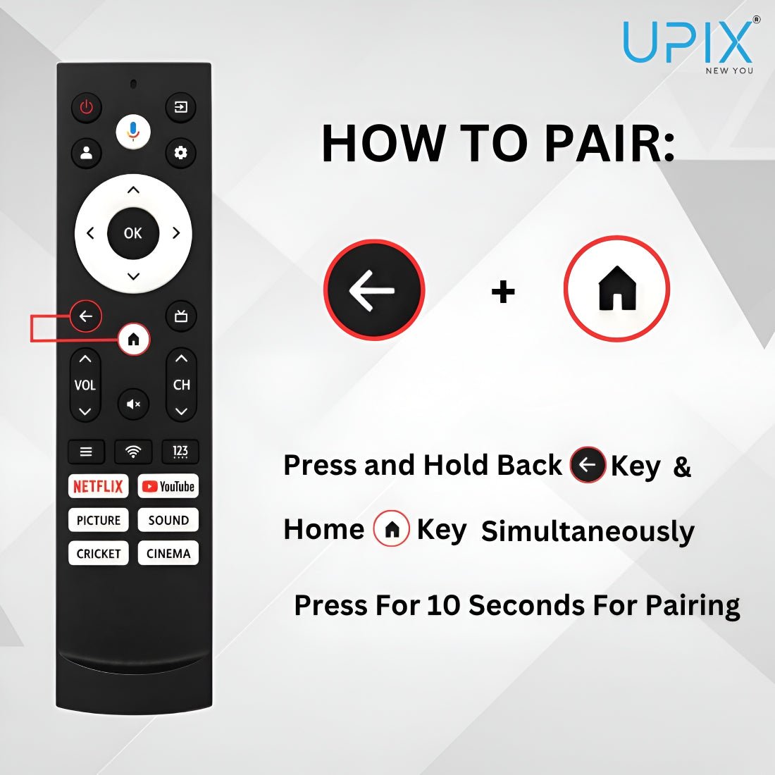 Upix Compatible Vu Smart TV Remote No. 1439 | with Voice | - Upix Inc.
