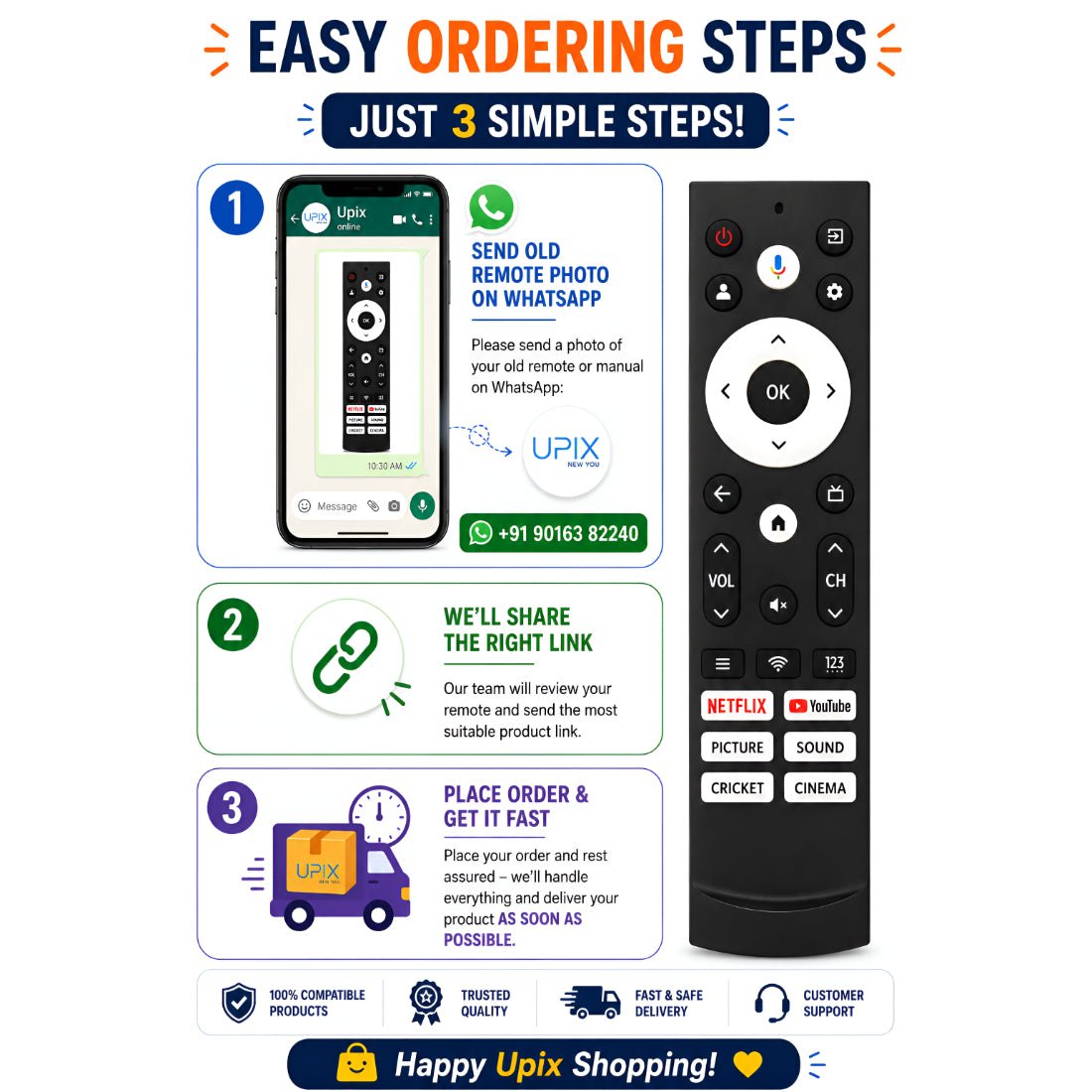 Upix Compatible Vu Smart TV Remote No. 1439 | with Voice | - Upix Inc.