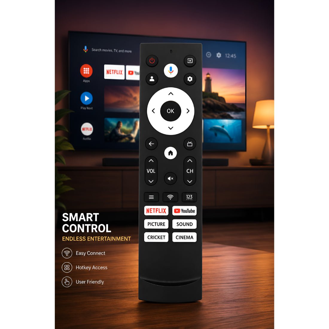 Upix Compatible Vu Smart TV Remote No. 1439 | with Voice | - Upix Inc.