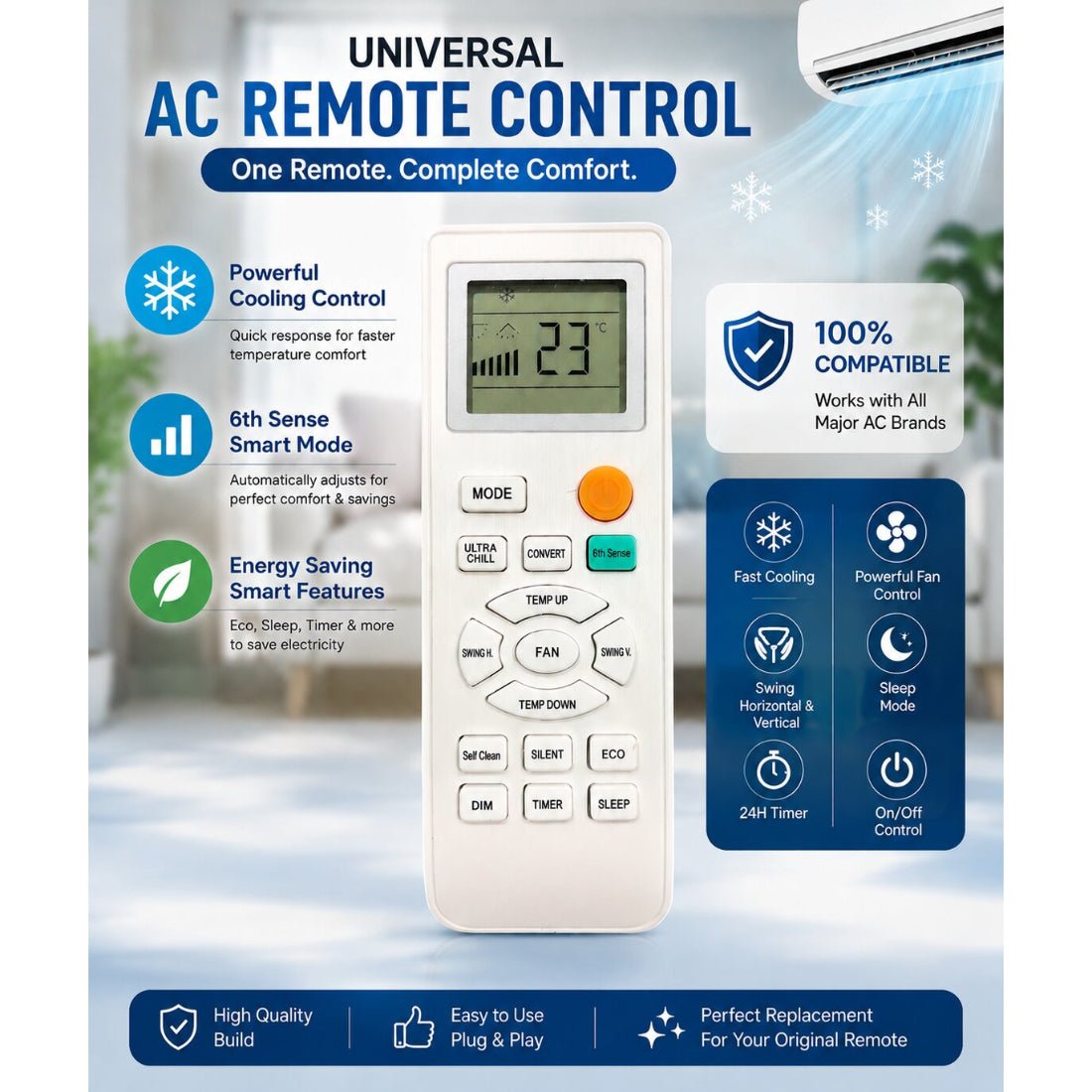 Upix Compatible Whirlpool AC Remote No. 291C (No Backlight) - Upix Inc.
