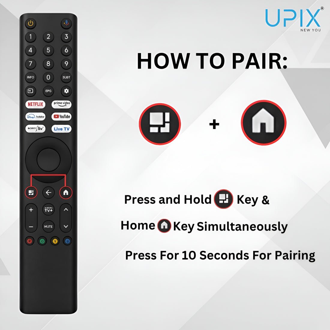 Upix Compatible Xiaomi Mi Smart TV Remote No. 1438 | with Voice | - Upix Inc.
