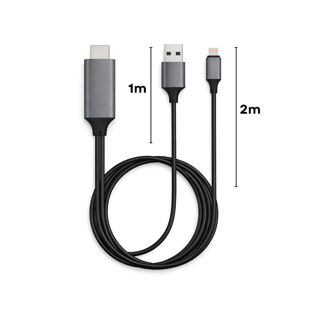 Upix Lightning to HDMI Cable 2M, Compatible for TV, Projector and Monitor, Phone Screen Mirroring Sync Cable with USB Charging Port - Upix Inc.