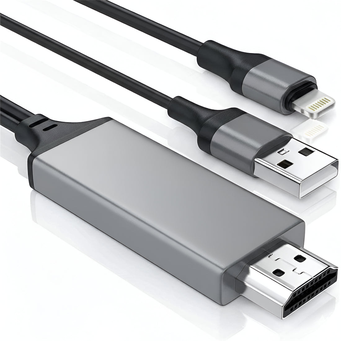 Upix Lightning to HDMI Cable 2M, Compatible for TV, Projector and Monitor, Phone Screen Mirroring Sync Cable with USB Charging Port - Upix Inc.