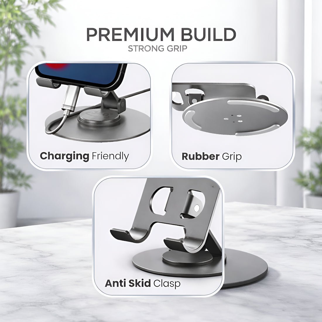 Upix Premium Metal Mobile Stand 360° Rotating Mobile Phone Stand for Desk - Upix Inc.