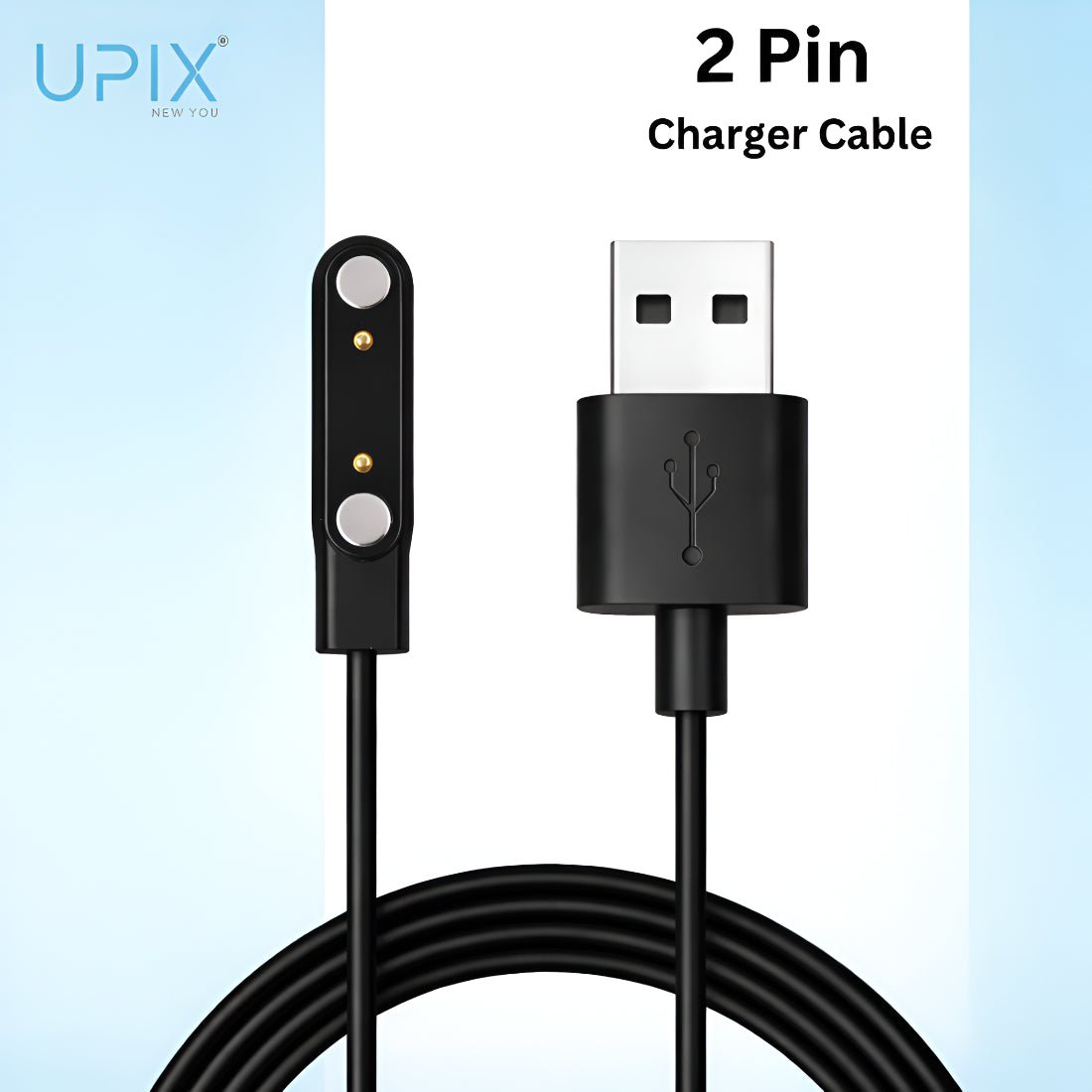 Upix Smartwatch Charging Cable 2 Pin (10mm Gap), 5V USB Fast Charger Cable Only for Boat Smartwatch (Not for All Models) - Upix Inc.