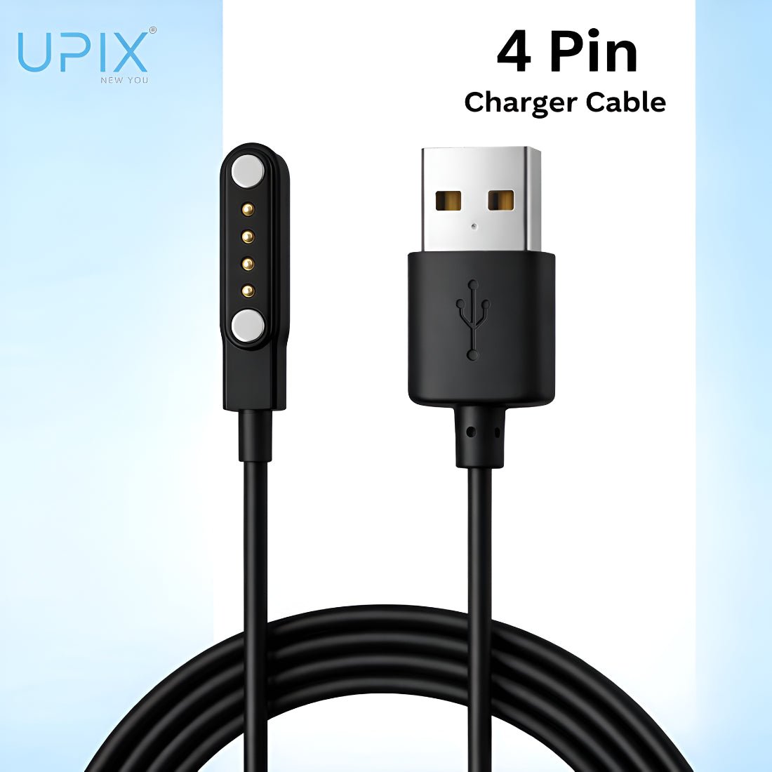 Upix Smartwatch Charging Cable 4 Pin, 5V USB Fast Charger Cable Only for Fire-Boltt Smartwatch (Not for All Models) - Upix Inc.