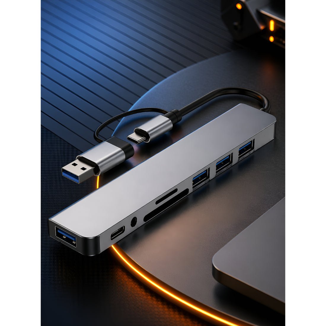 Upix USB C Hub 8-in-1 Multiport Adapter with 4K HDMI, VGA, Ethernet, 3 USB 3.0 Ports, SD/TF Card Reader and PD Charging - Upix Inc.