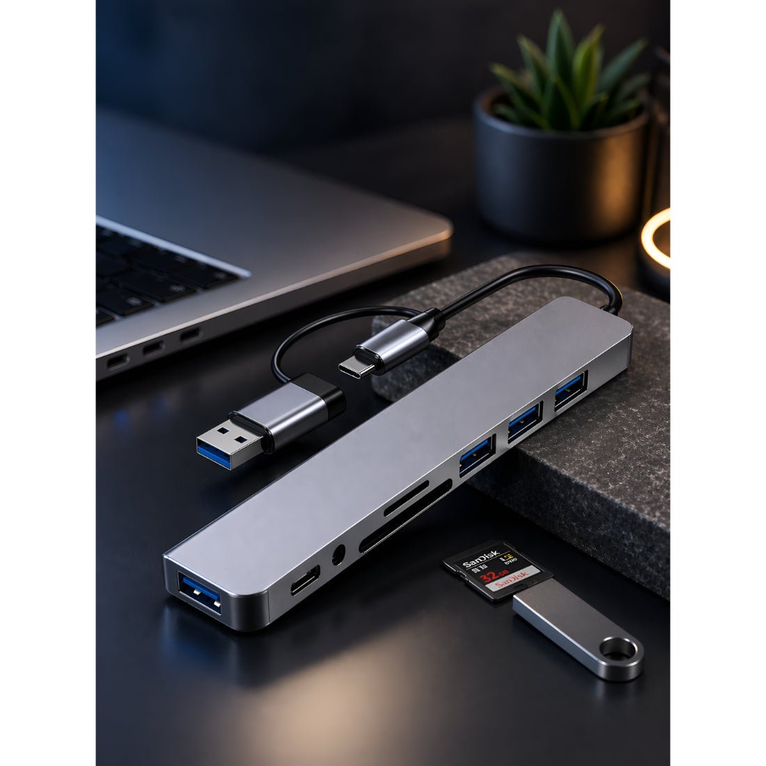 Upix USB C Hub 8-in-1 Multiport Adapter with 4K HDMI, VGA, Ethernet, 3 USB 3.0 Ports, SD/TF Card Reader and PD Charging - Upix Inc.