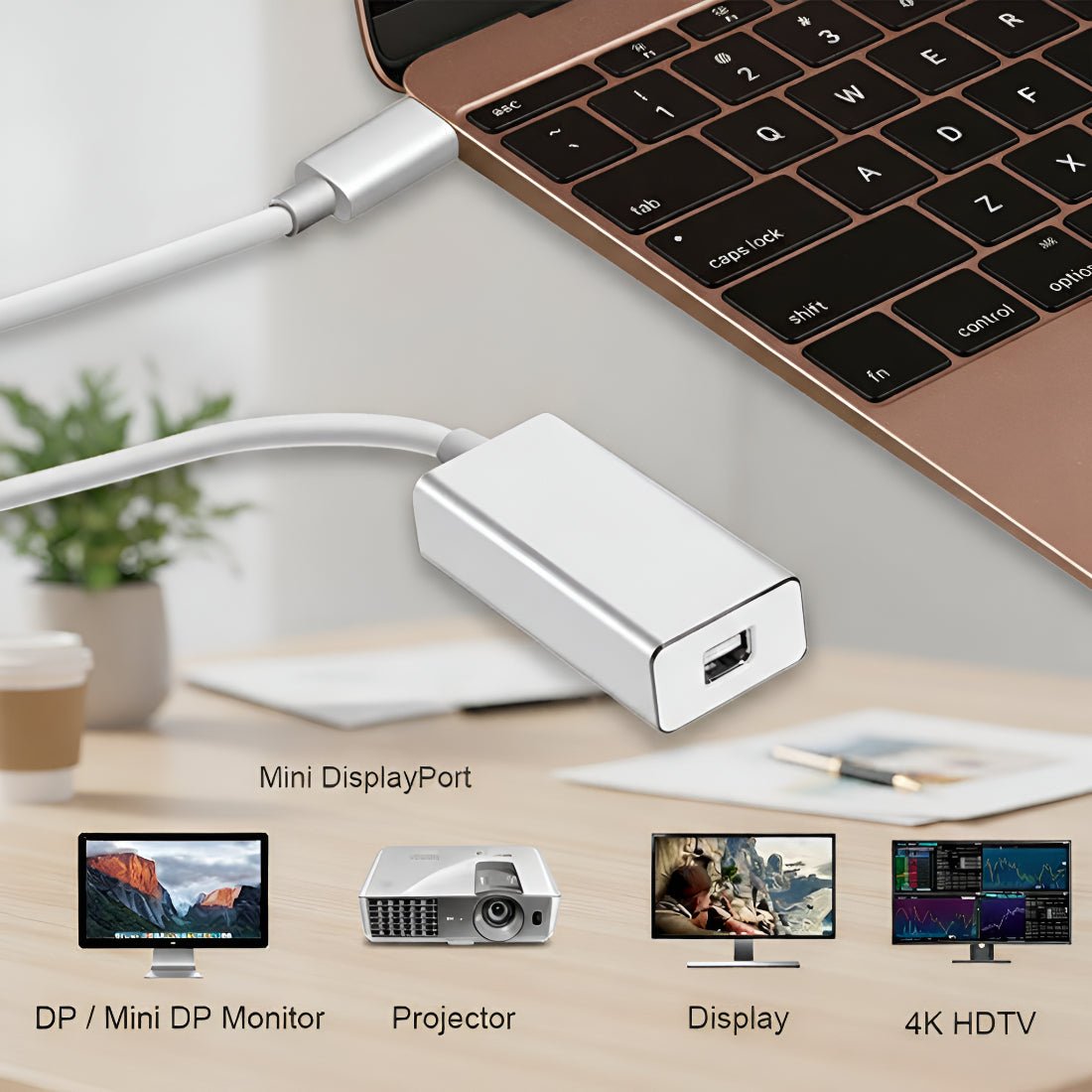 Upix USB Type C Male to Female Mini Display Port Cable Adapter 8K/4K UHD, Compatible for MacBook/Chromebook, Smartphones, Laptops, Tablets, and HDTVs - Upix Inc.