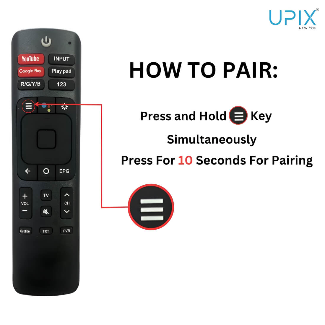 Upix Compatible for Vu Smart TV Remote No. 1307 | with Voice | Pairing is Required - Image 2