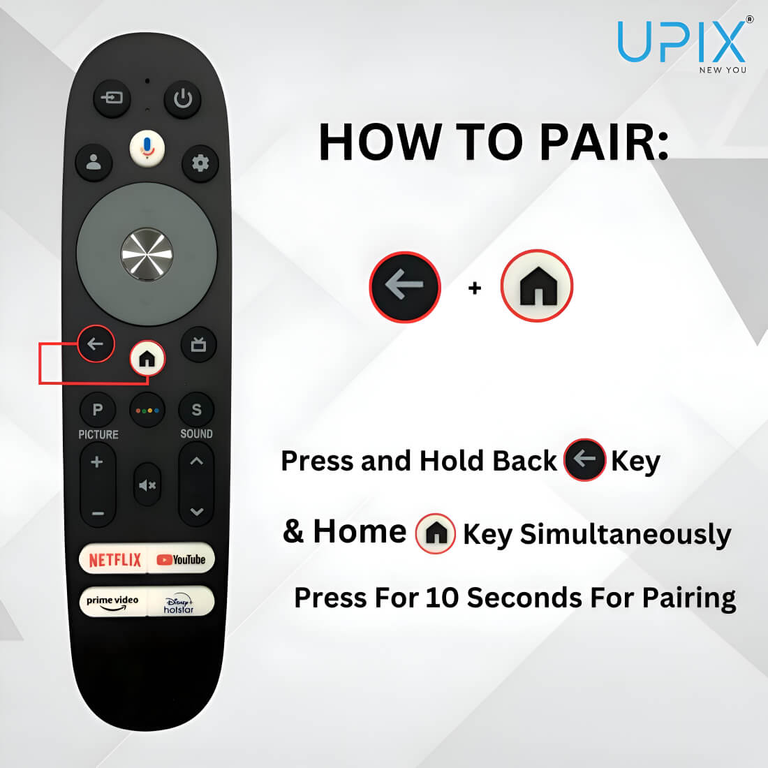 Upix Compatible for Vu Smart TV Remote No. 1326 | RC1902V1 | with Voice | Pairing is Required - Image 2