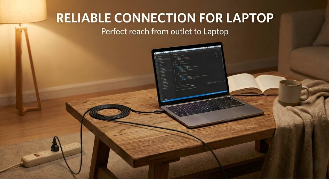 Upix 3 Pin Power Cord for Laptop - 1.3 Meters - Image 6