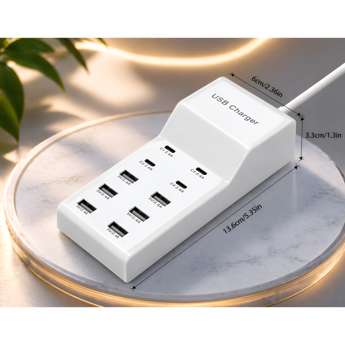 Upix 10-Port USB C Charging Station with 4 USB-C Ports & 6 USB-A Ports | PME004 - Image 7