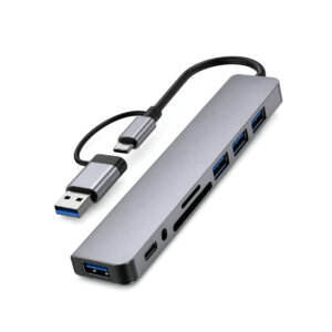 Upix USB C Hub 8-in-1 Multiport Adapter with 4K HDMI, VGA, Ethernet, 3 USB 3.0 Ports, SD/TF Card Reader & PD Charging